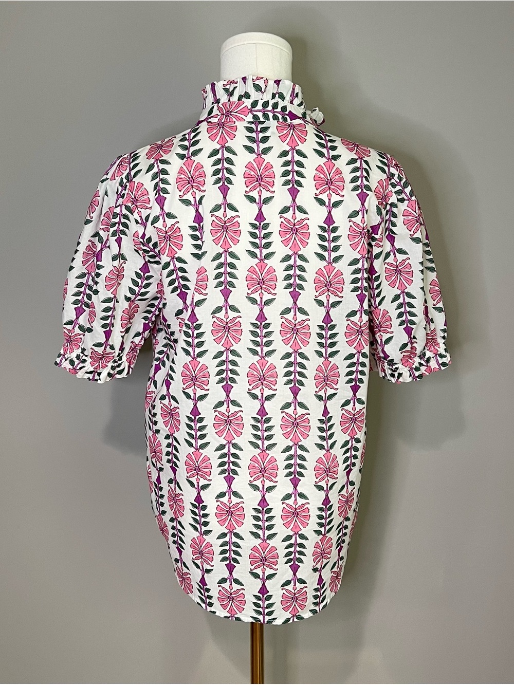 J. Crew 100% Cotton Printed Ruffle Placket Blouse Size S - Picture 4 of 8